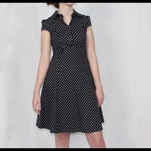 Vintage 1950s Style Black & White Polka Dot Dress